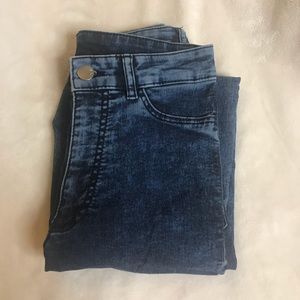 Dark blue Acid wash denim skinny jeans
